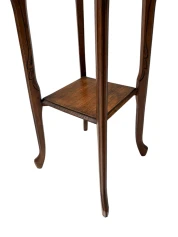 Art Nouveau Pedestal Plant Stand, Hand-Carved Beech & Marble, 1900s